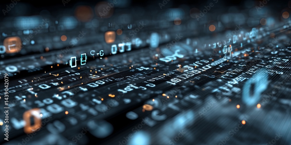 Aufkleber Abstract Digital Background with Programming Code and Technology Symbols Representing Cloud Computing and Data Security Concepts