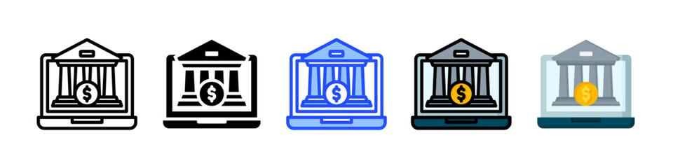 Online Banking Icon Collection With Multiple Styles