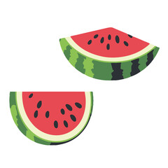 Flat design vector illustration of a watermelon