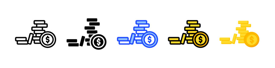Coins Stack Icon Collection With Multiple Styles
