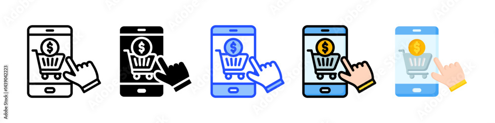 Poster online payment icon collection with multiple styles