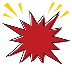 ギザギザ爆弾の丸い版ずれ吹き出しフレーム/赤