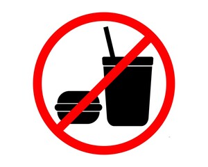 No fast food Sign Label Symbol. No Food Or Drink sign. food and drink prohibited sign. prohibited food sign. No eat or drink sign