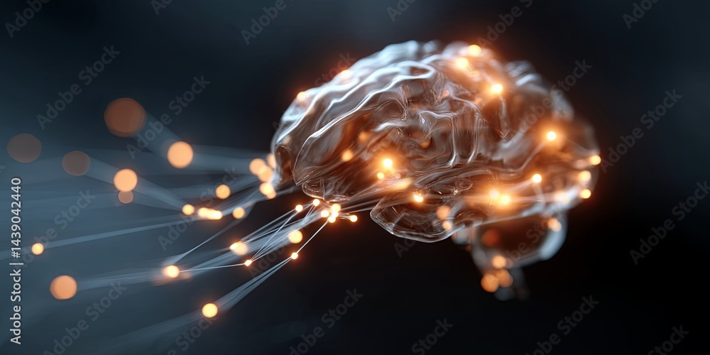 Fototapete Conceptual illustration of artificial intelligence with glowing neural connections and digital brain silhouette symbolizing innovation and technology advancement