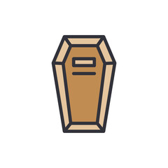 Coffin colored icons, minimalist vector illustration ,simple transparent graphic element .Isolated on white background