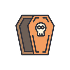 Coffin colored icons, minimalist vector illustration ,simple transparent graphic element .Isolated on white background