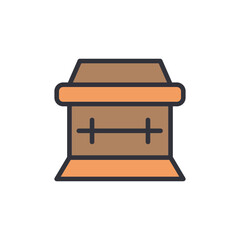 Coffin colored icons, minimalist vector illustration ,simple transparent graphic element .Isolated on white background