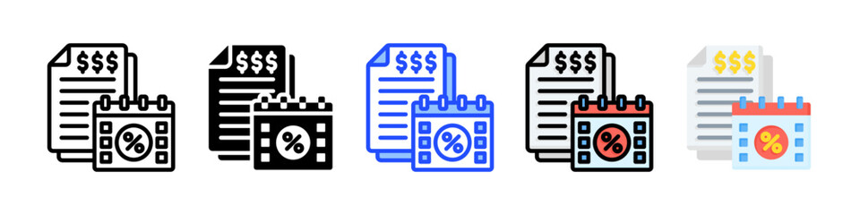 Tax Deadline Icon Collection With Multiple Styles