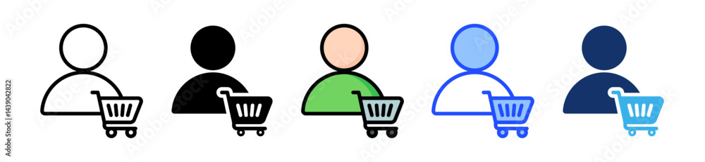 Poster customer icon collection with multiple styles