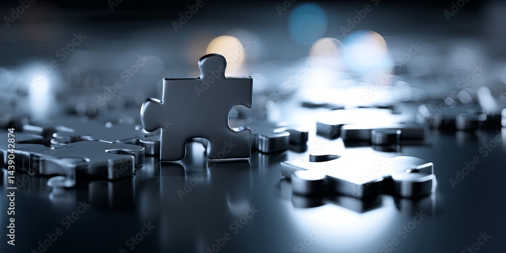 Leinwandbilder team collaboration and problem solving with puzzle pieces in group setting for creative thinking and