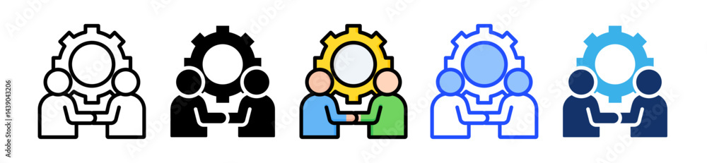 Poster relationship management icon collection with multiple styles