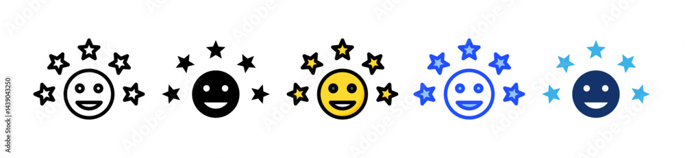 Poster customer satisfaction icon collection with multiple styles