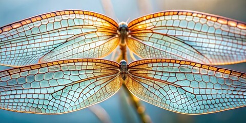 Delicate insect wings with intricate patterns and colors, macro, close-up,  macro, close-up, colorful, wing