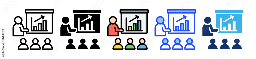 Poster training icon collection with multiple styles