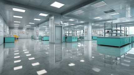 Obraz premium Spacious, sterile laboratory interior with modern equipment.