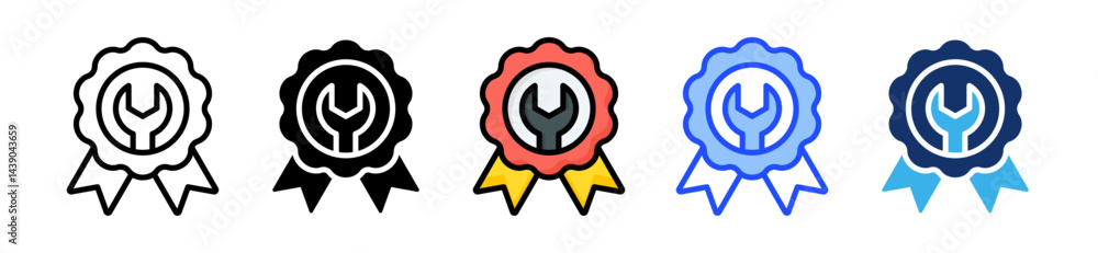Poster service excellence icon collection with multiple styles