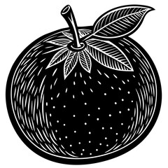 Black and White Orange Icon - Hand-drawn Citrus Fruit Illustration