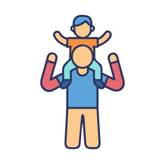 Father and Child Icon - Family Bond, Parenthood Illustration