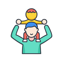 Father and Child Icon - Family Bond, Parenthood Illustration