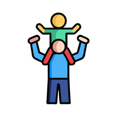 Father and Child Icon - Family Bond, Parenthood Illustration
