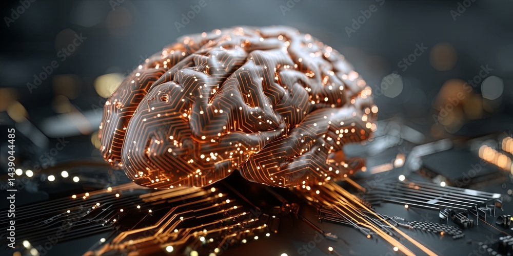 Aufkleber Digital Brain Interface with Circuit Pattern and Technology Background for Innovative AI Solutions and Future Thinking Concepts in Modern Society