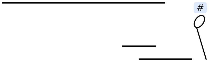 Horizontal and diagonal lines with a metadata tag speech bubble represent simplicity, communication, and creativity. Ideal for communication, design, minimalism, art, abstraction, modern concepts