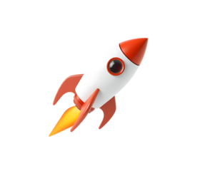 Cartoon rocket ship ready for launch into space