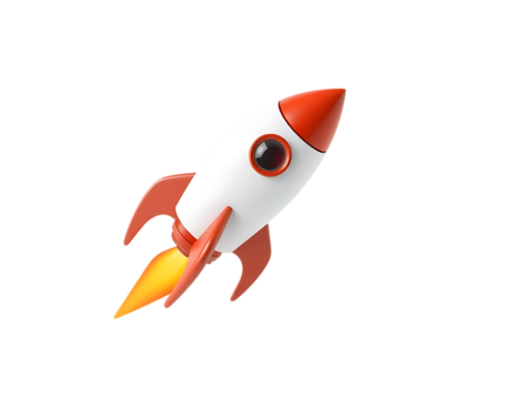 Cartoon rocket ship ready for launch into space
