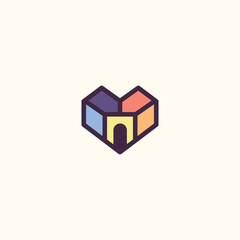 geometric Love home logo. Vector illustration home logo design with heart shape. modern logo design vector icon template 