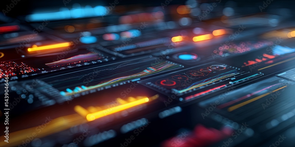 Aufkleber Modern Digital Interface Design with Colorful Data Visualization and Interactive Elements for Technology and Innovation Concepts