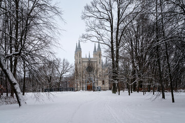 Orthodox Church in Alexandria Park in Peterhof St. Alexander Nevsky Church (Chapel or Gothic...