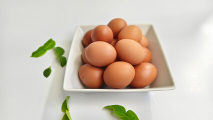 chicken eggs isolated on white background
