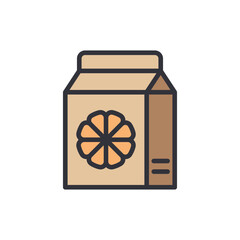 Orange juice colored icons, minimalist vector illustration ,simple transparent graphic element .Isolated on white background