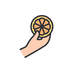 Orange slice colored icons, minimalist vector illustration ,simple transparent graphic element .Isolated on white background