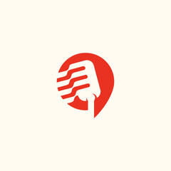 Microphone and dialog box vector logo. Logo for talk show, podcast, entertainment, music, and company.