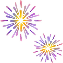 Obraz premium カラフルな打ち上げ花火 水彩 イラスト