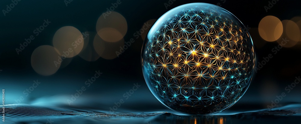 Poster abstract sphere with intricate network design