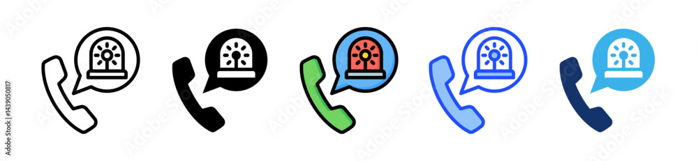 Poster emergency service icon collection with multiple styles