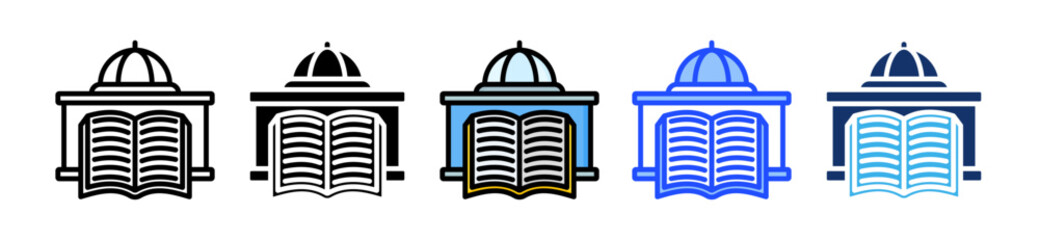 Public Library Icon Collection With Multiple Styles