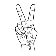 peace sign with hand coloring page 
