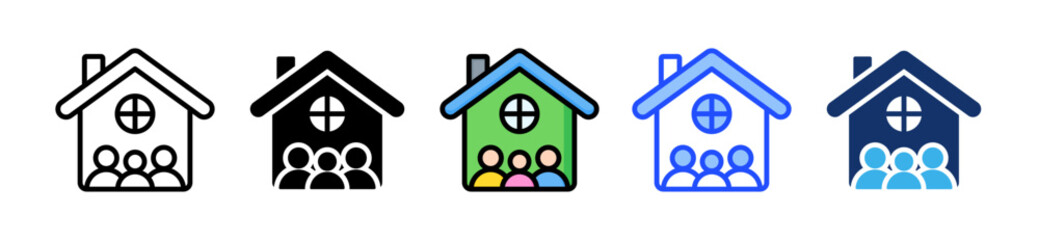Public Housing Icon Collection With Multiple Styles