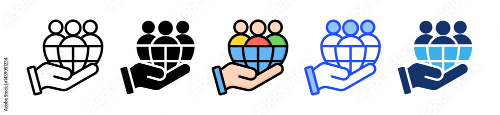 Poster public support icon collection with multiple styles
