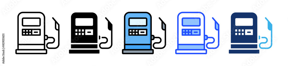 Poster gas station icon collection with multiple styles