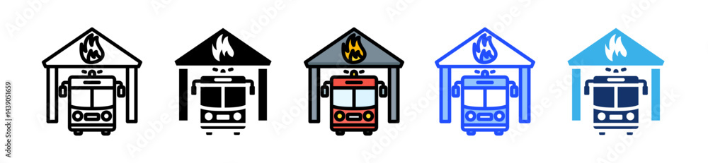 Poster garage icon collection with multiple styles