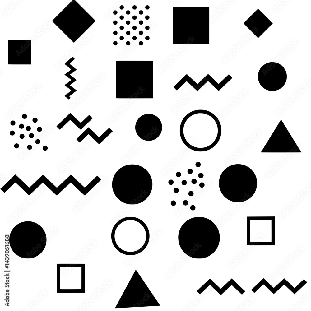 Poster geometric shapes pattern: a bold, graphic pattern featuring black and white geometric shapes, perfec