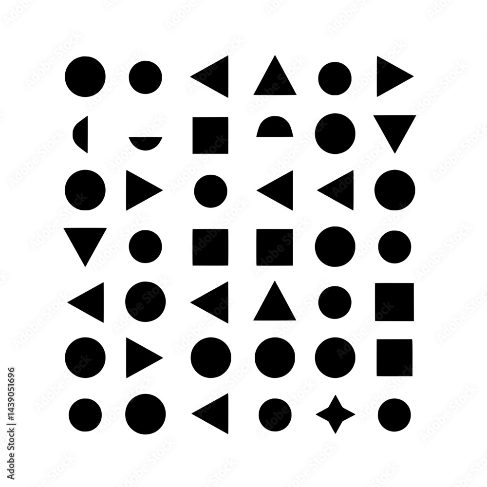 Poster geometric harmony: a compelling abstract design featuring a range of simple geometric shapes arrange