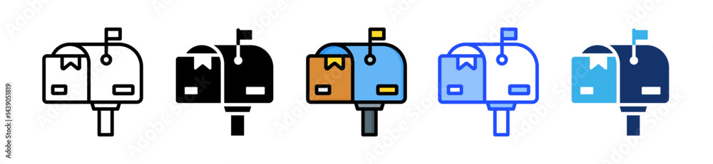 Poster parcel box icon collection with multiple styles