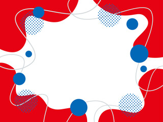 大阪EXPO万博スタイルの青と赤とグレーのイラストフレームベクター背景15