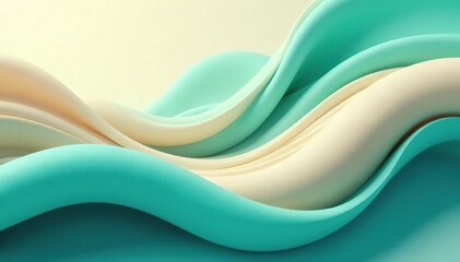 Abstract wavy lines, flowing curves in teal and beige , curves, teal