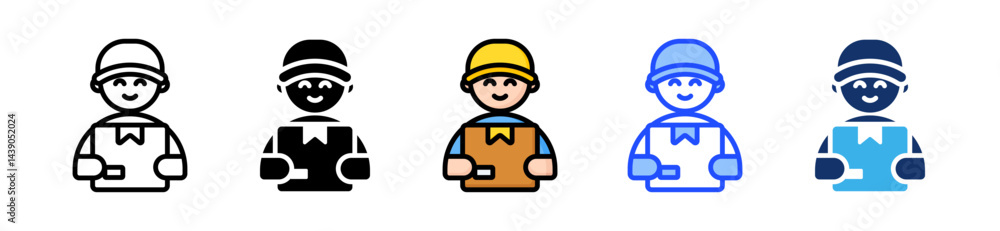 Poster courier icon collection with multiple styles